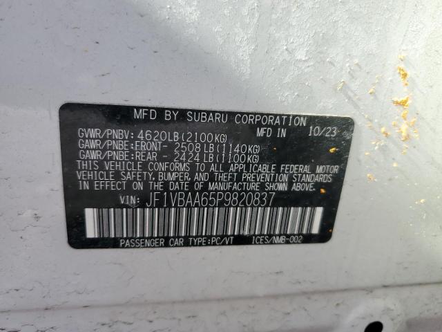 JF1VBAA65P9820837 - 2023 SUBARU WRX WHITE photo 12