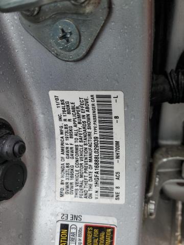 1HGFA16888L029039 - 2008 HONDA CIVIC EX SILVER photo 13