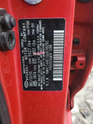 KMHCT4AE1GU078291 - 2016 HYUNDAI ACCENT SE RED photo 12