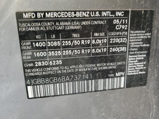 4JGBB8GB6BA737141 - 2011 MERCEDES-BENZ ML 350 4MATIC GRAY photo 13
