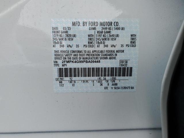 2FMPK4G99PBA09448 - 2023 FORD EDGE SE WHITE photo 13