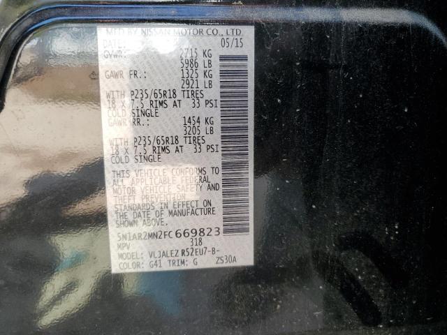 5N1AR2MN2FC669823 - 2015 NISSAN PATHFINDER S 黑色 照片 12