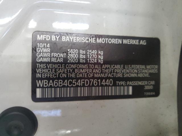 WBA6B4C54FD761440 - 2015 BMW 650 XI GRAN COUPE WHITE photo 12