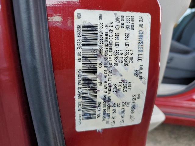 2D8HN54P78R109664 - 2008 DODGE GRAND CARA SXT RED photo 13