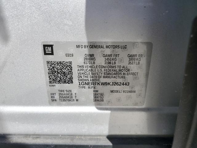 1GNERFKW9KJ262443 - 2019 CHEVROLET TRAVERSE LS SILVER photo 13