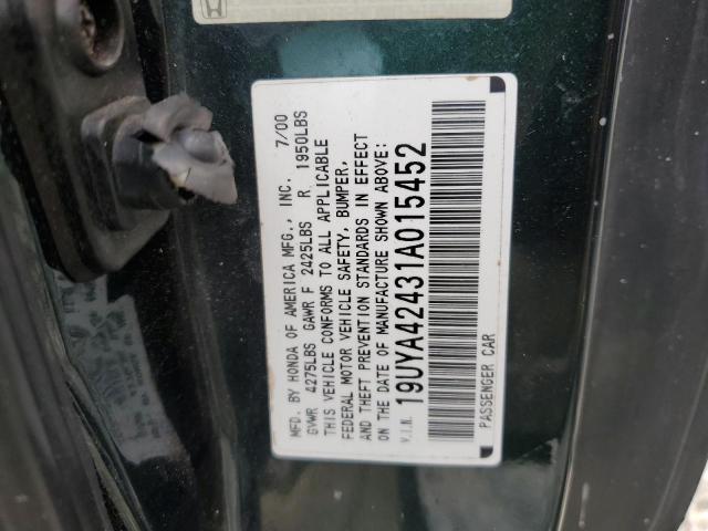 19UYA42431A015452 - 2001 ACURA 3.2CL TEAL photo 13