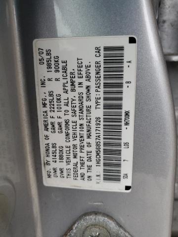 1HGCM56857A171926 - 2007 HONDA ACCORD EX SILVER photo 12