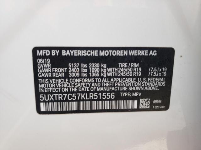 5UXTR7C57KLR51556 - 2019 BMW X3 SDRIVE30I WHITE photo 13