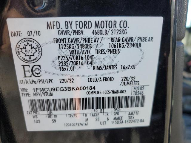 1FMCU9EG3BKA00184 - 2011 FORD ESCAPE LIMITED BLACK photo 13