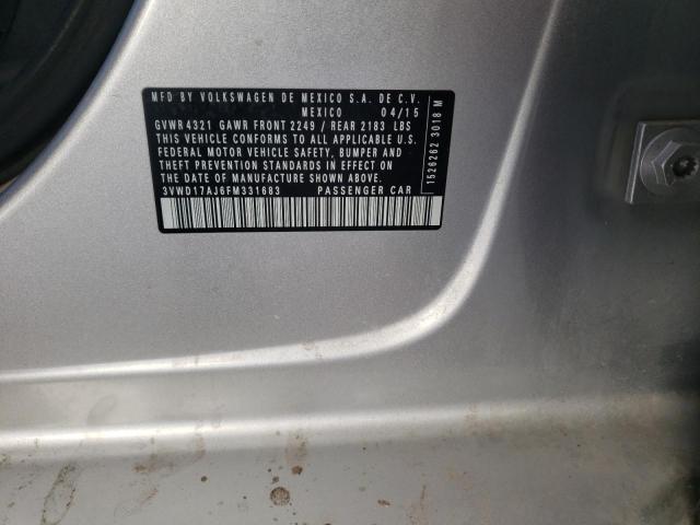 3VWD17AJ6FM331683 - 2015 VOLKSWAGEN JETTA SE 银色 照片 12