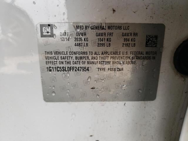 1G11C5SL0FF247954 - 2015 CHEVROLET MALIBU 1LT WHITE photo 12