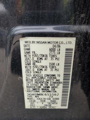 5N1AR18W06C655562 - 2006 NISSAN PATHFINDER LE 黑色 照片 13