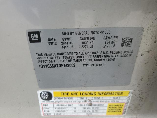 1G11C5SA7DF142002 - 2013 CHEVROLET MALIBU 1LT BLACK photo 12