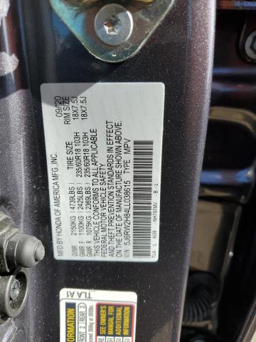 5J6RW2H84LL038615 - 2020 HONDA CR-V EXL GRAY photo 13