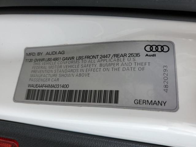 WAUEAAF44MA031400 - 2021 AUDI A4 PREMIUM PLUS 45 WHITE photo 12