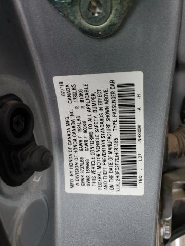 2HGFC2F70JH581385 - 2018 HONDA CIVIC EX SILVER photo 12