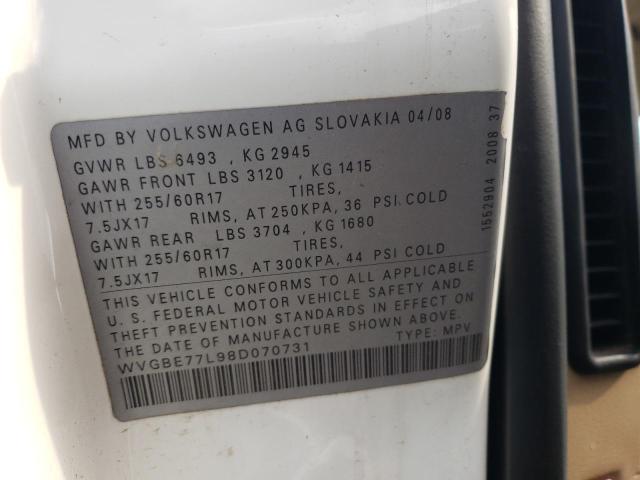 WVGBE77L98D070731 - 2008 VOLKSWAGEN TOUAREG 2 V6 WHITE photo 12