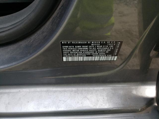 3VW2K7AJ8EM231460 - 2014 VOLKSWAGEN JETTA BASE 灰色 照片 10