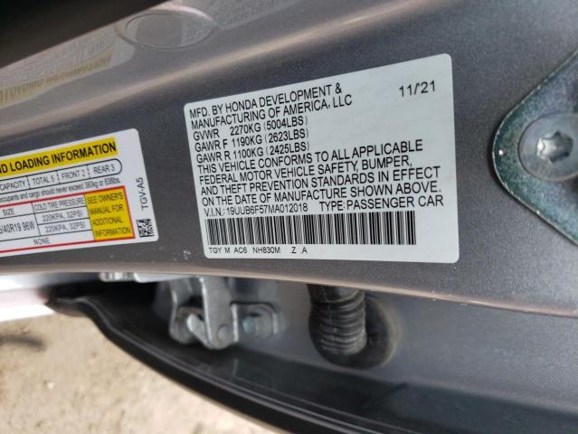 19UUB6F57MA012018 - 2021 ACURA TLX TECH A SILVER photo 12