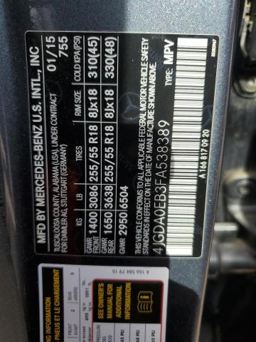 4JGDA0EB3FA538389 - 2015 MERCEDES-BENZ ML 250 BLUETEC GRAY photo 13