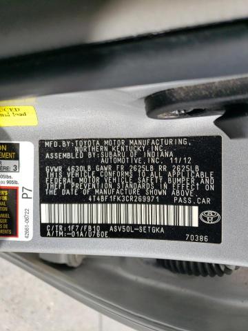 4T4BF1FK3CR269971 - 2012 TOYOTA CAMRY BASE SILVER photo 13