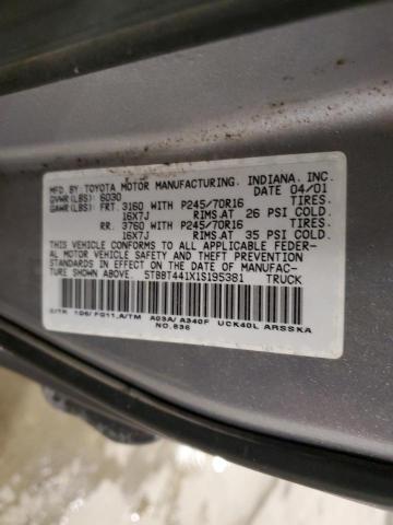 5TBBT441X1S195381 - 2001 TOYOTA TUNDRA ACCESS CAB ვერცხლისფერი ფოტო 12