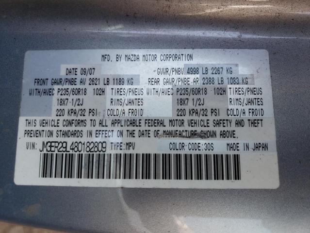 JM3ER29L480182809 - 2008 MAZDA CX-7 SILVER photo 10