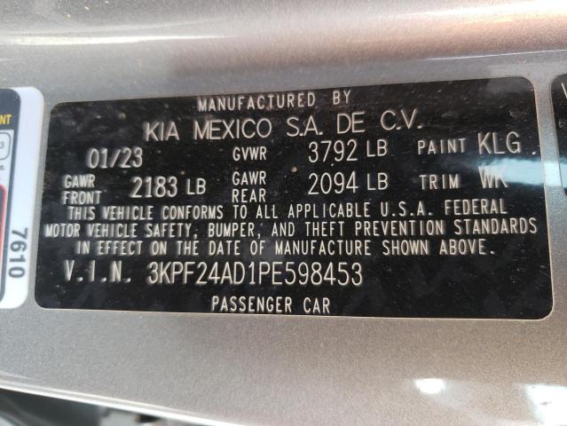 3KPF24AD1PE598453 - 2023 KIA FORTE LX GRAY photo 12