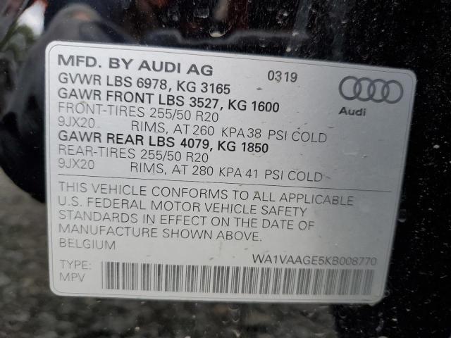 WA1VAAGE5KB008770 - 2019 AUDI E-TRON PRESTIGE BLACK photo 13