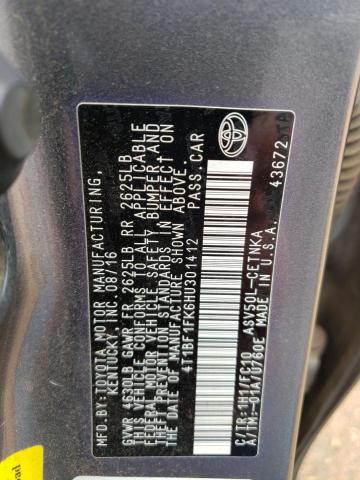 4T1BF1FK6HU301412 - 2017 TOYOTA CAMRY LE GRAY photo 12