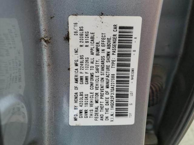 1HGCR2F37GA237588 - 2016 HONDA ACCORD LX SILVER photo 12