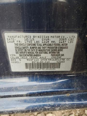 3N1CN7AP9EL848524 - 2014 NISSAN VERSA S BLUE photo 12