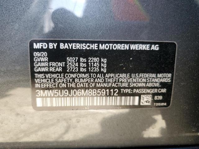 3MW5U9J06M8B59112 - 2021 BMW M340XI GRAY photo 12
