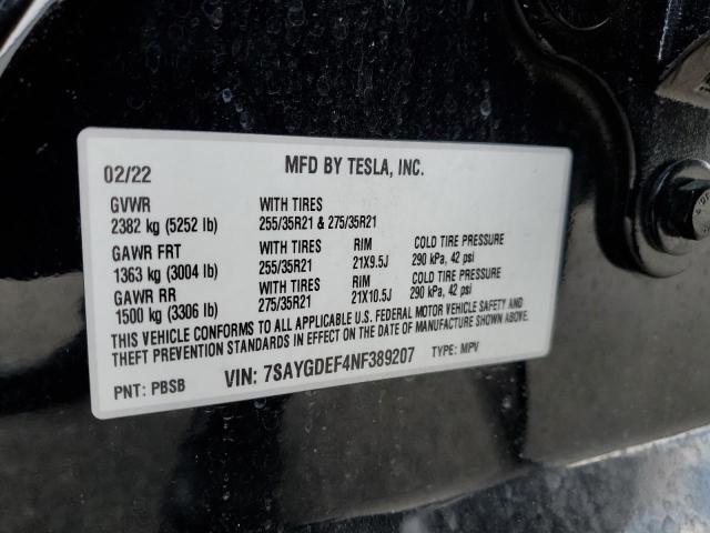 7SAYGDEF4NF389207 - 2022 TESLA MODEL Y 黑色 照片 14