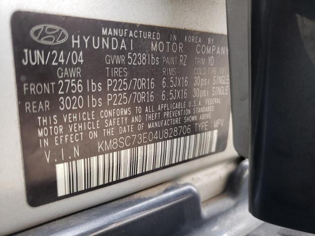 KM8SC73E04U828706 - 2004 HYUNDAI SANTA FE GLS GRAY photo 12