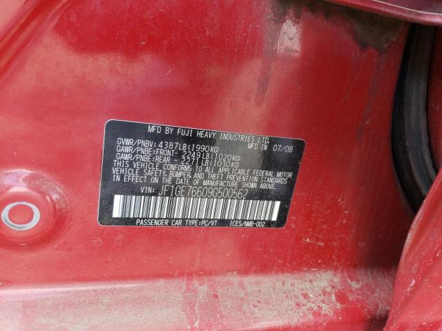 JF1GE76609G500562 - 2009 SUBARU IMPREZA WRX RED photo 12