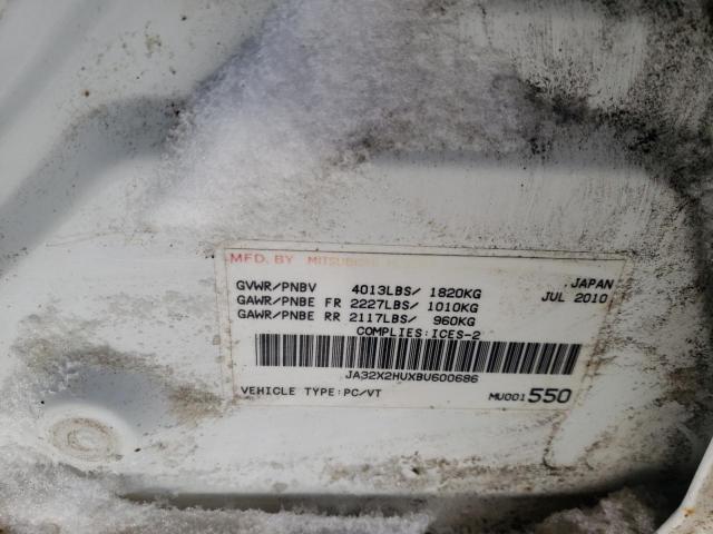 JA32X2HUXBU600686 - 2011 MITSUBISHI LANCER ES/ES SPORT WHITE photo 12