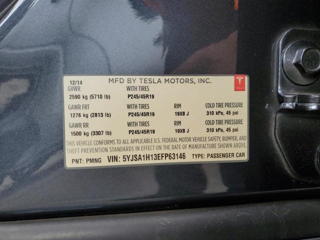 5YJSA1H13EFP63146 - 2014 TESLA MODEL S ნაცრისფერი ფოტო 12