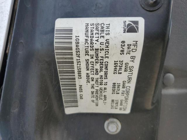 1G8AG52F15Z158603 - 2005 SATURN ION LEVEL 1 SILVER photo 12