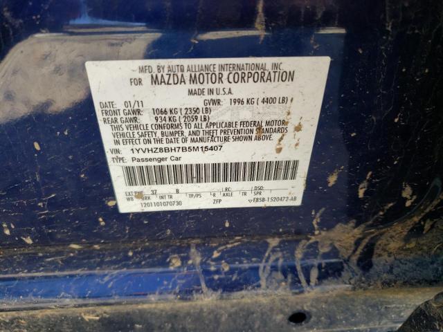 1YVHZ8BH7B5M15407 - 2011 MAZDA 6 I BLUE photo 13