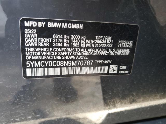 5YMCY0C08N9M70787 - 2022 BMW X6 M GRAY photo 13