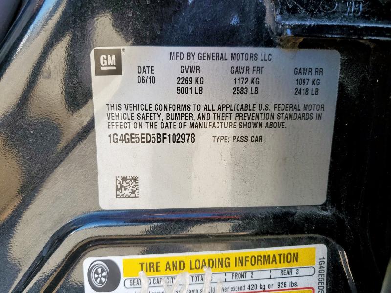 1G4GE5ED5BF102978 - 2011 BUICK LACROSSE CXS BLACK photo 12