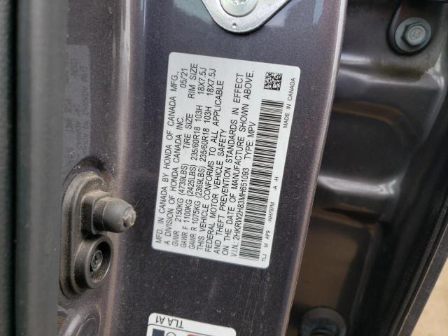 2HKRW2H83MH651093 - 2021 HONDA CR-V EXL GRAY photo 13