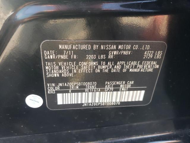 JN1AZ0CP5BT008070 - 2011 NISSAN LEAF SV BLACK photo 12