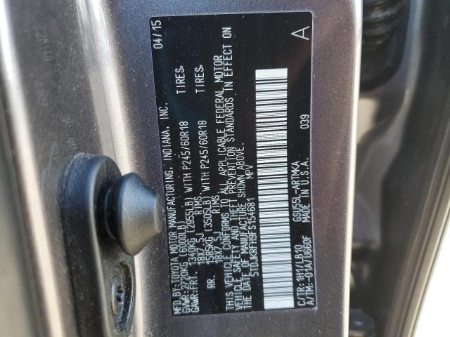 5TDJKRFH9FS154681 - 2015 TOYOTA HIGHLANDER XLE 灰色 照片 13