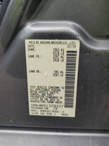 1N4BL4BV2LC129527 - 2020 NISSAN ALTIMA S CHARCOAL photo 12