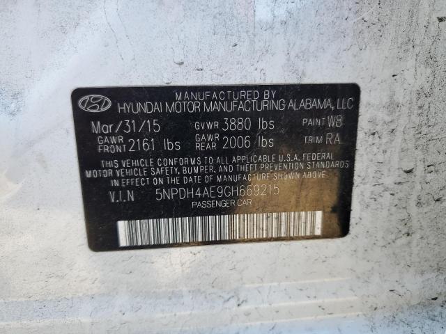 5NPDH4AE9GH669215 - 2016 HYUNDAI ELANTRA SE WHITE photo 12