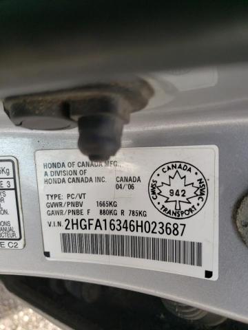 2HGFA16346H023687 - 2006 HONDA CIVIC DX VP 银色 照片 13