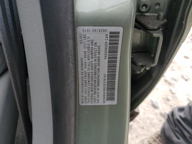 WVWWH63B02E376187 - 2002 VOLKSWAGEN PASSAT GLX თაფლისფერი ფოტო 12