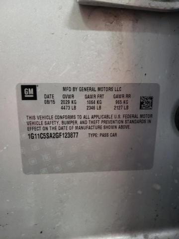 1G11C5SA2GF123877 - 2016 CHEVROLET MALIBU LIM LT 银色 照片 12